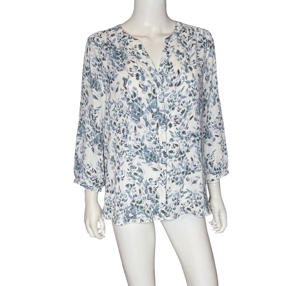 NYDJ Semisheer Pintuck Blouse in Frosted Willow Women’s Sz M - Picture 2 of 8
